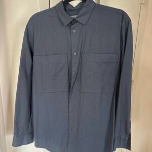COS Men's Casual Button Down Shirt - Dark Blue
